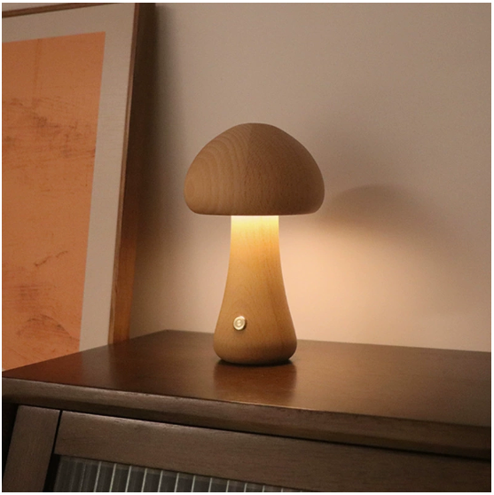 Wooden Mushroom Table Lamp