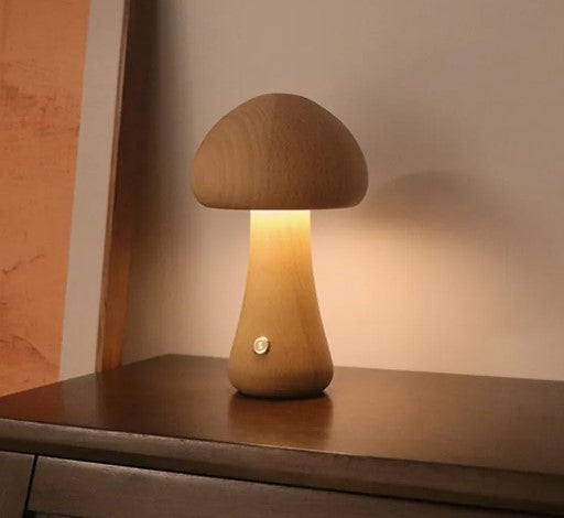 Wooden Mushroom Table Lamp
