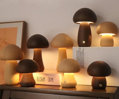 Wooden Mushroom Table Lamp