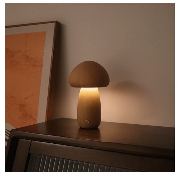 Wooden Mushroom Table Lamp