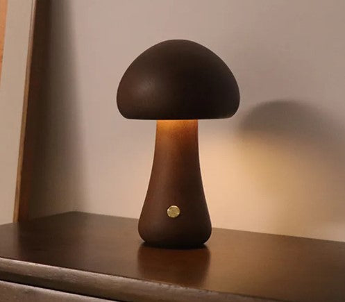 Wooden Mushroom Table Lamp