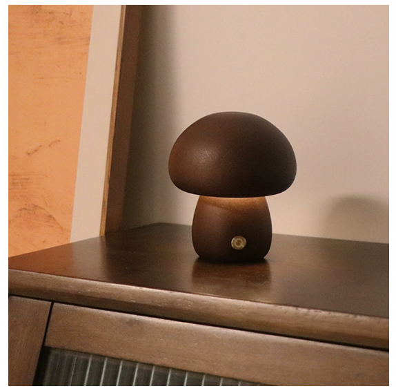 Wooden Mushroom Table Lamp