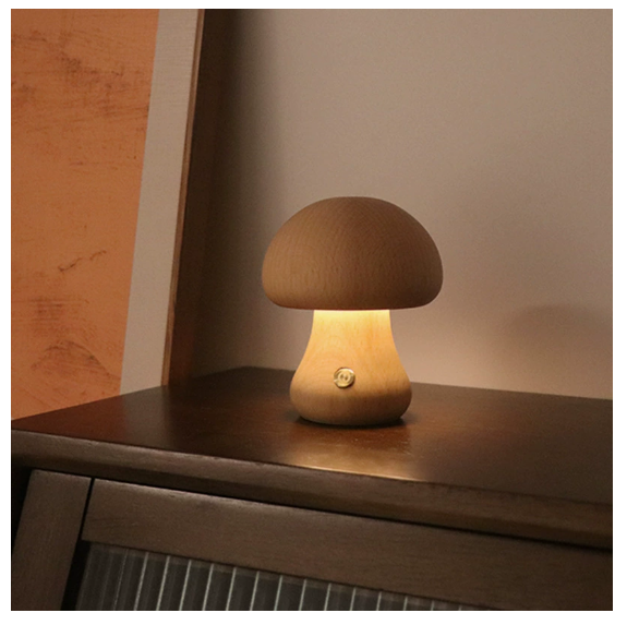 Wooden Mushroom Table Lamp