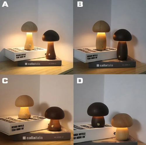 Wooden Mushroom Table Lamp
