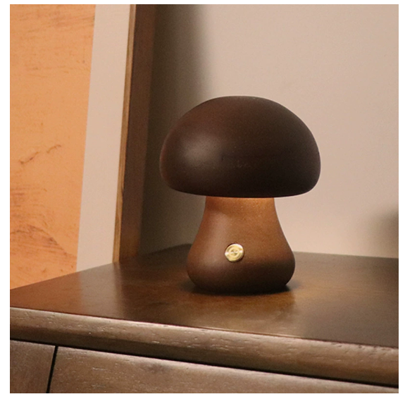 Wooden Mushroom Table Lamp