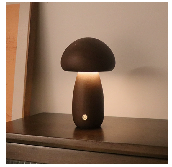 Wooden Mushroom Table Lamp