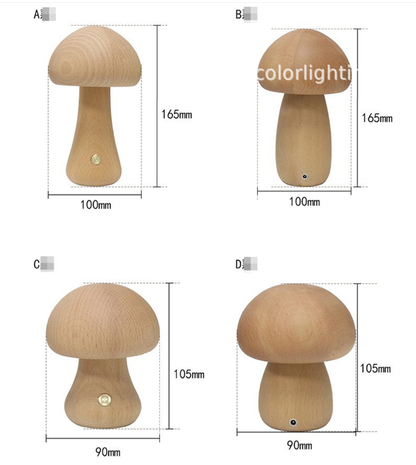 Wooden Mushroom Table Lamp